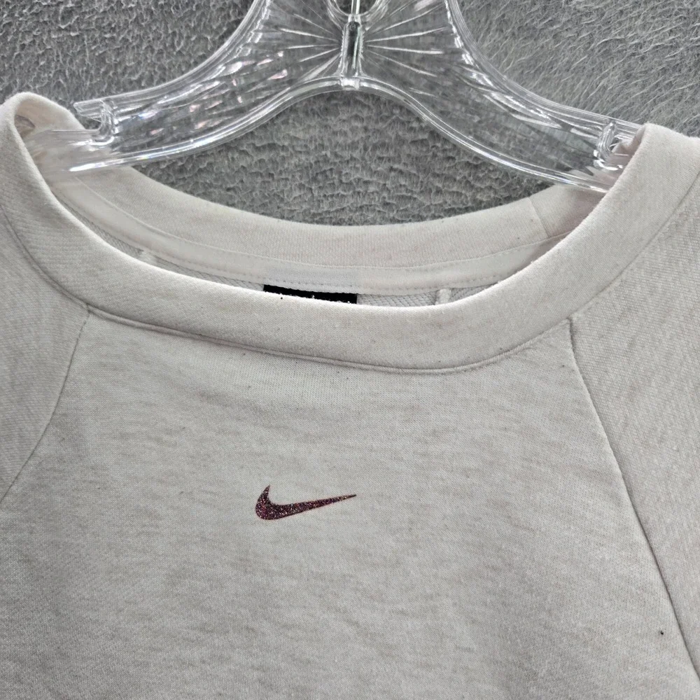 Nike Women Sweatshirt‎ XL White Center Swoosh Dri Fit Cropped Logo Pullover